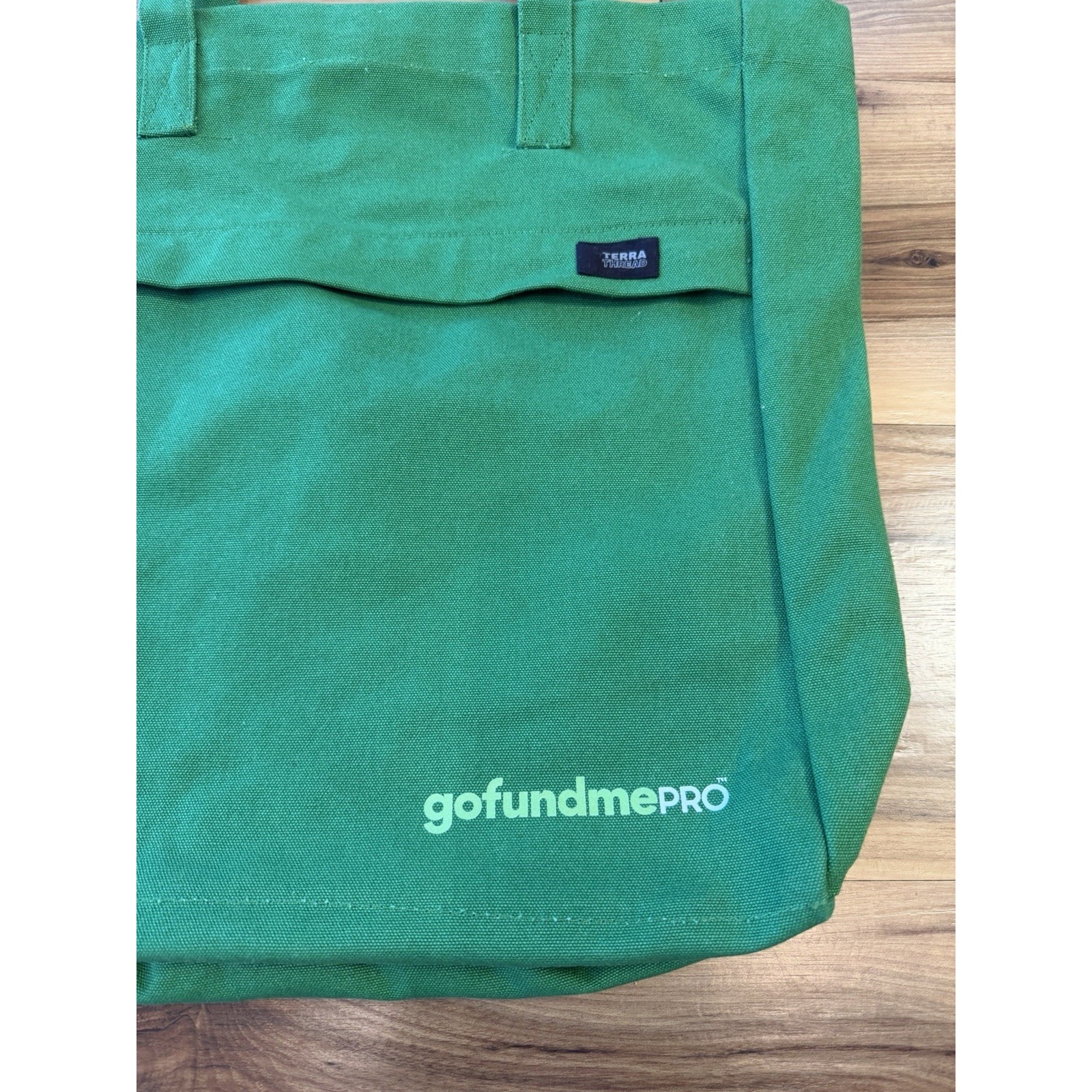 Terra Thread Organic Cotton Tote Bag Green Gofundmepro Large Canvas Read — image 2 of 8